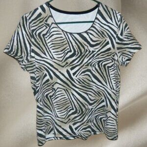 Womens Kim Rogers Animal Print T-Shirt Top Size Large